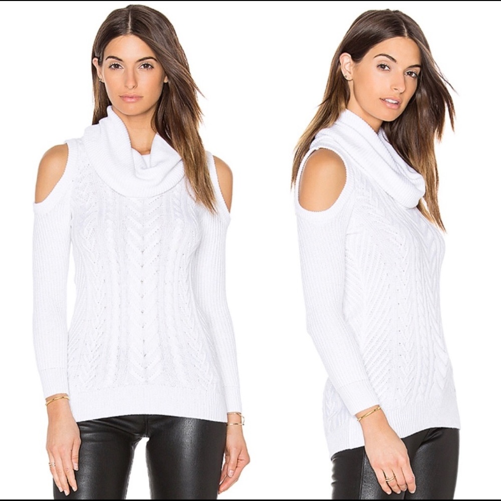 Haute Hippie Cowl Neck Cold Shoulder Sweater
